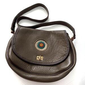Handmade authentic leather crossbody bag with hand beaded detail